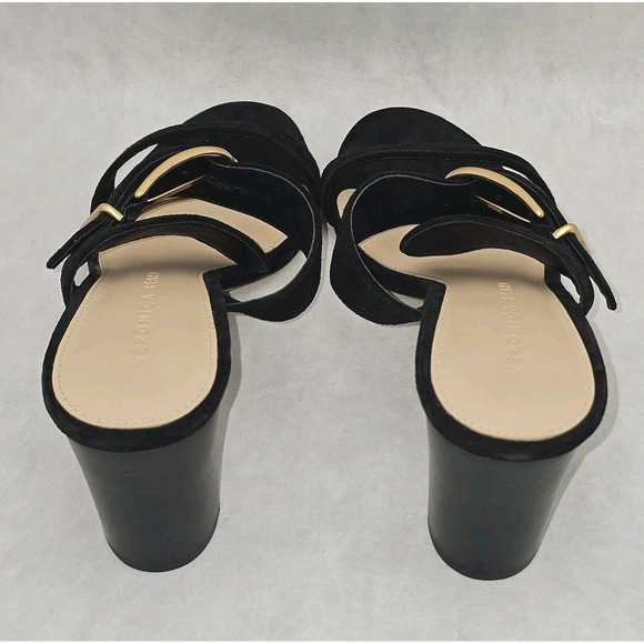 NWOB Veronica Beard Griddley Black Suede Buckle Block Heel Sandals Size 7 - Picture 5 of 11
